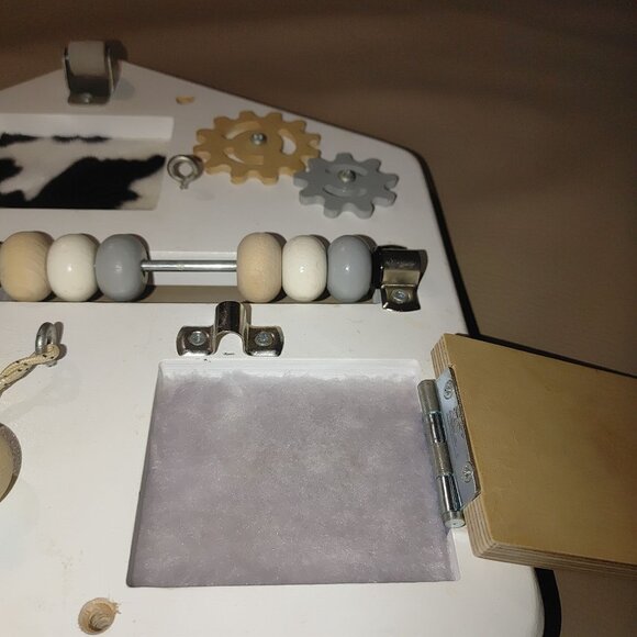 Wooden Montessori Busy Board With Bead Slider & Gears For Toddlers - Picture 7 of 11